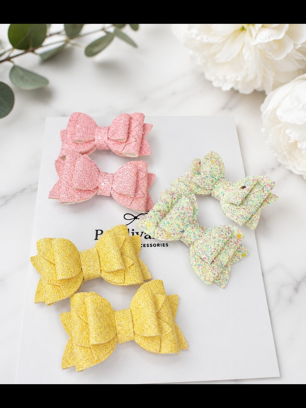 Sparkle Bow Hair Clips for Kids — Pink, Yellow & Multicolor🎀